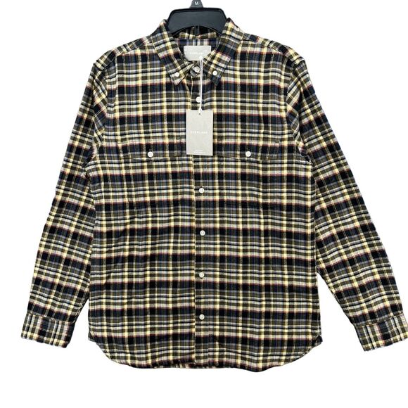 Everlane Flannel Shirt Men M Beech Plaid Brushed Cotton Outdoors Cabin Gorpcore - Picture 2 of 16